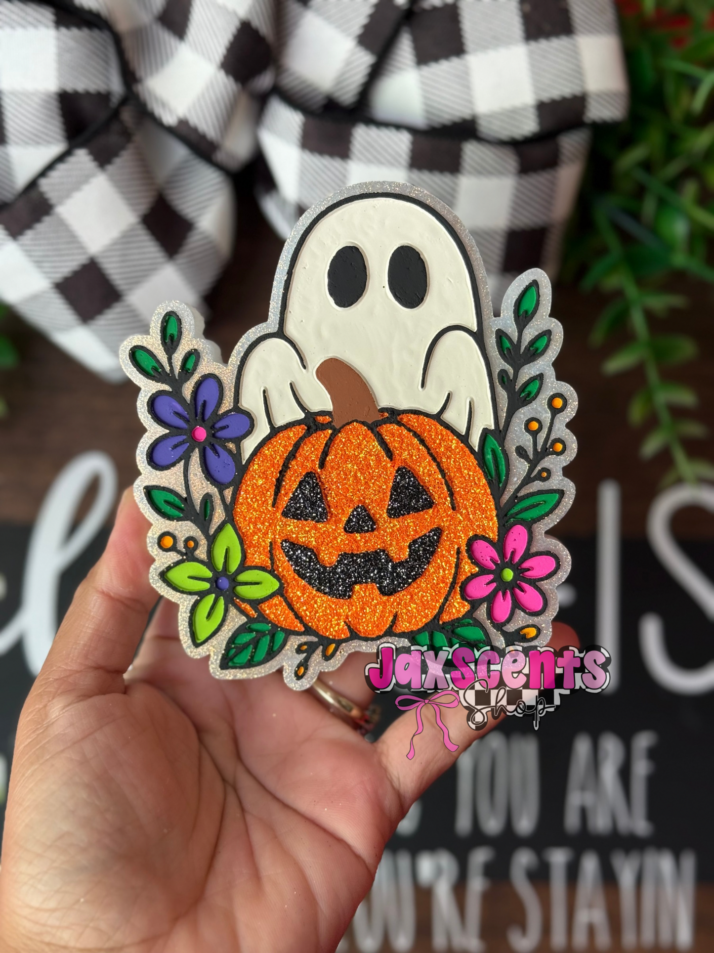Pumpkin Ghost Car Freshie