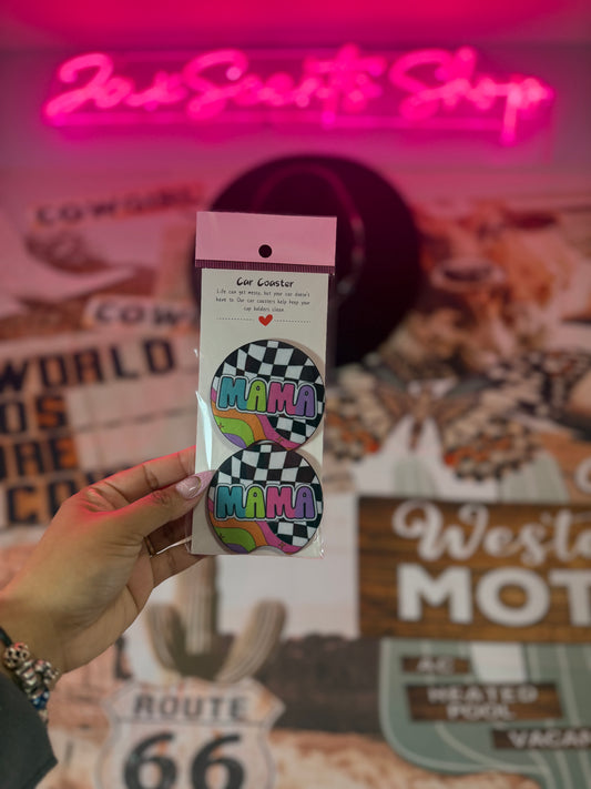 Checker Retro Mama Coaster Set
