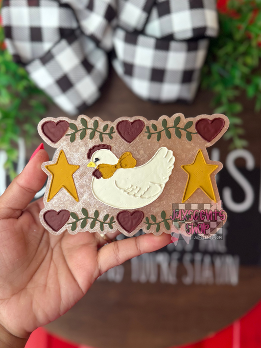 Vintage Folk Art Hen Car Freshie