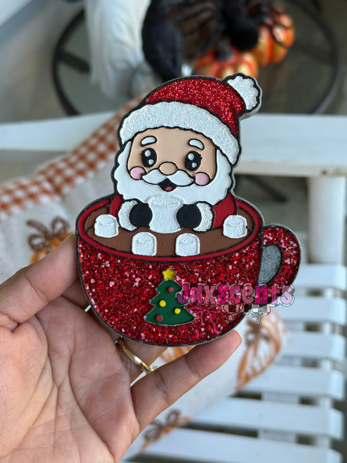 Santa in Cocoa Mug Car Freshie