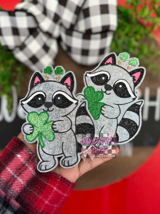 Raccoon w/ Shamrock Car Freshie