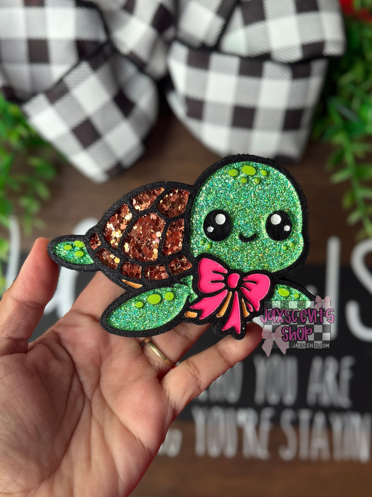 Cute Turtle with Bow Car Freshie