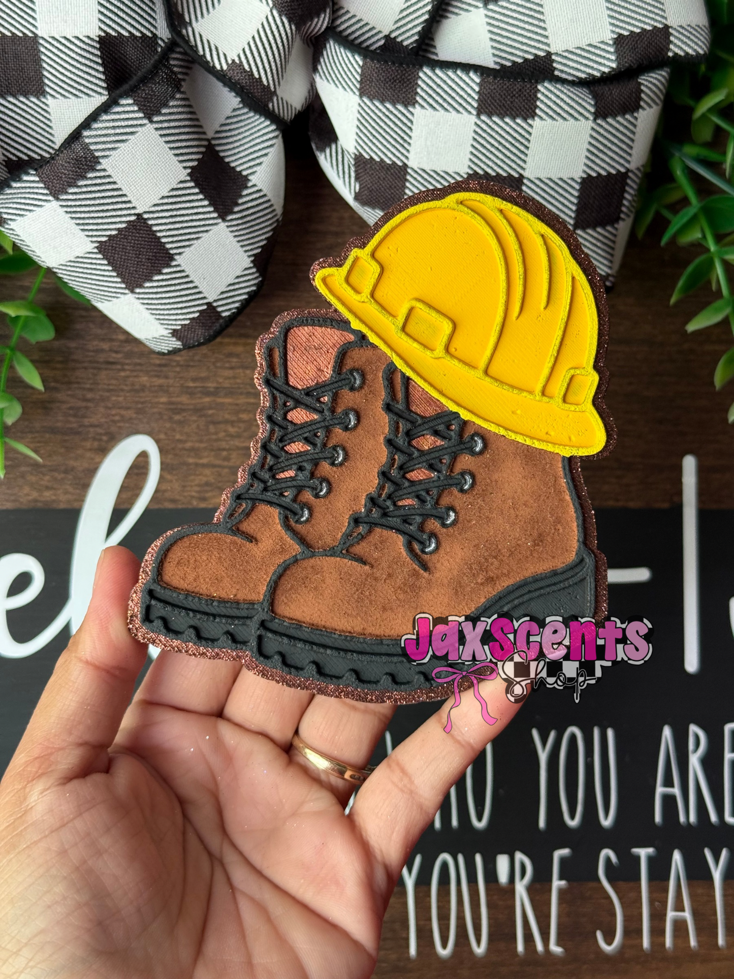 Blue Collar Boots & Hard Hat Car Freshie