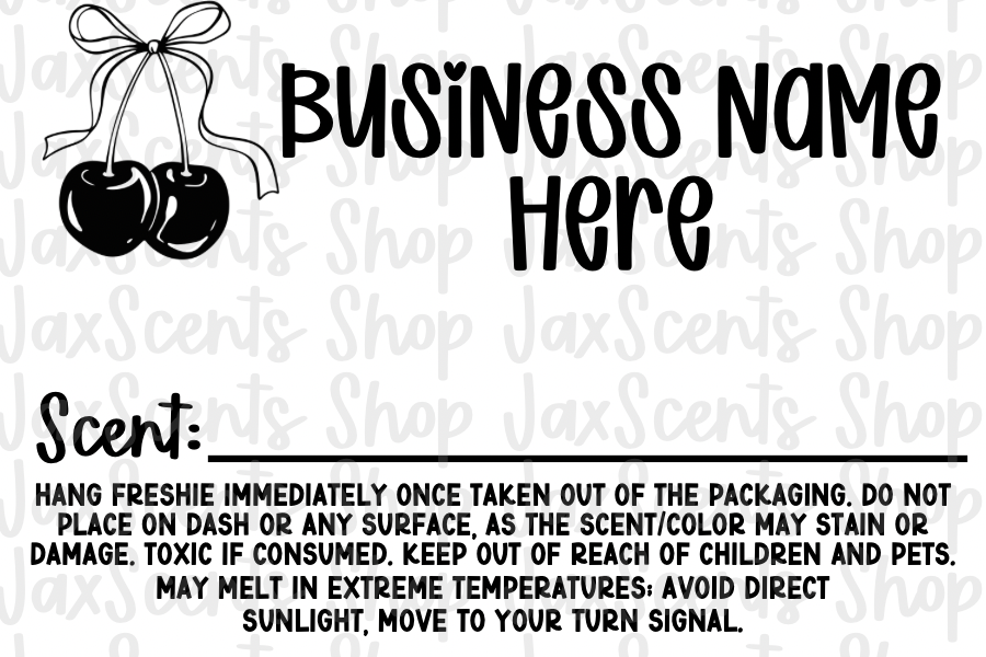 Cherries w/ Bow Freshie Scent Labels (3x2)