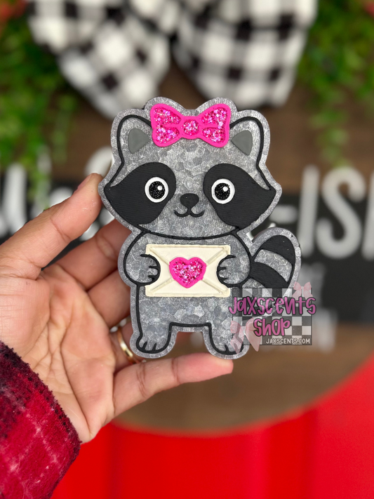Raccoon Love Letter Car Freshie