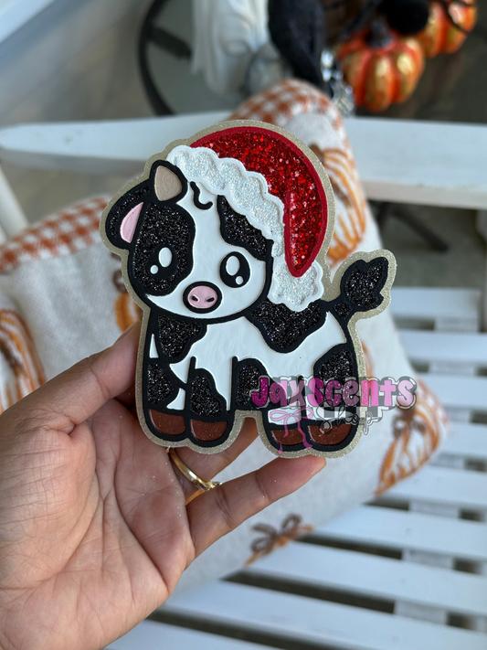 Christmas Cow Santa Hat Car Freshie
