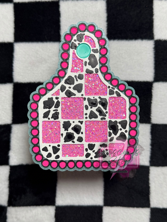 Checkered Cow Tag