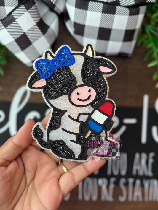 Red White and Blue Popsicle Cow Car Freshie