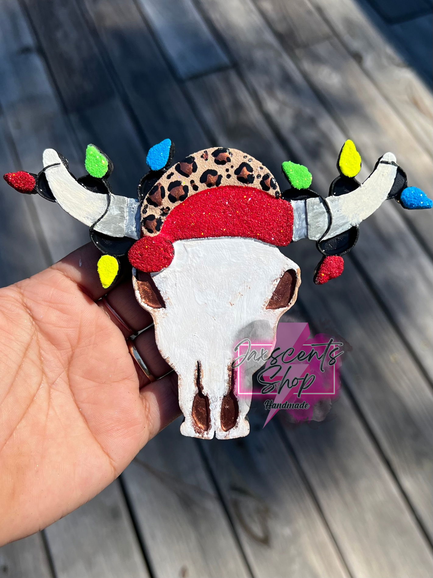 Christmas Lights Bull Skull