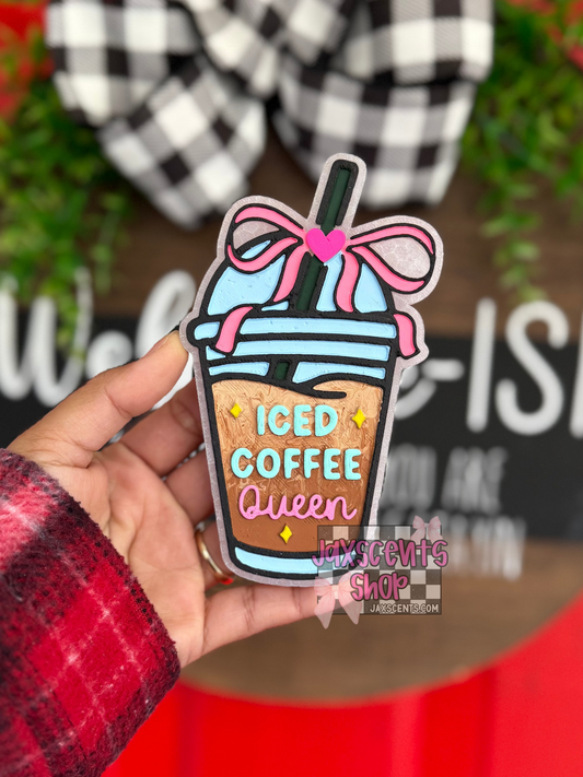Iced Coffee Queen w/ Bow Car Freshie