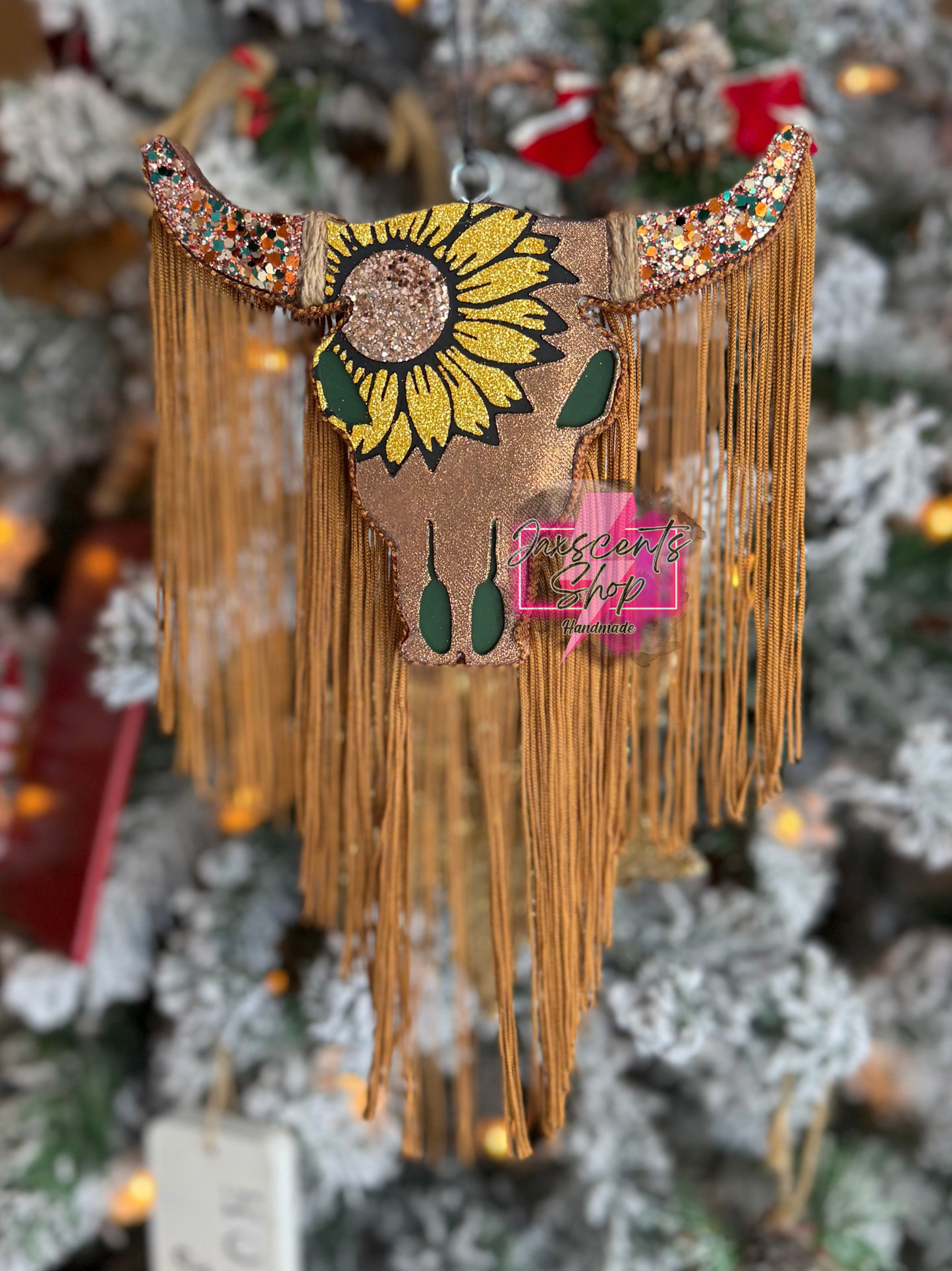 Sunflower Bull Skull Car Freshie