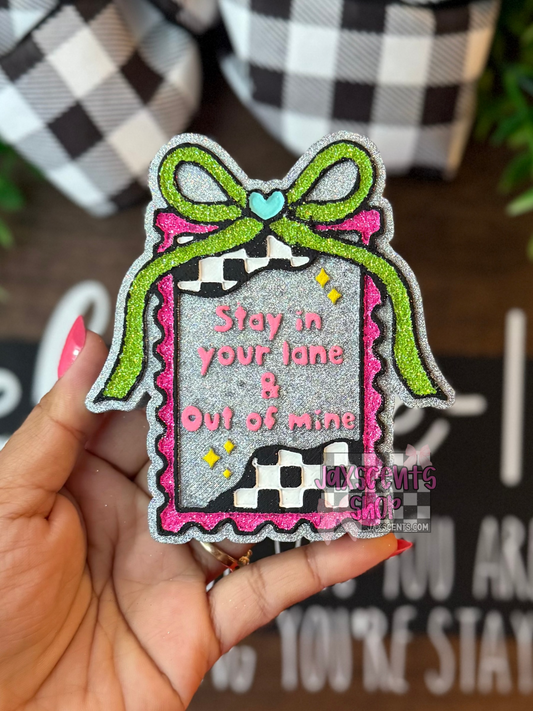 Stay In Your Lane Checker Frame Bow Car Freshie