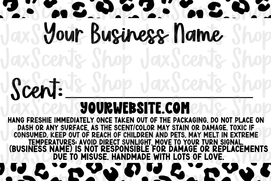 Leopard Print Freshie Scent Labels (3x2)