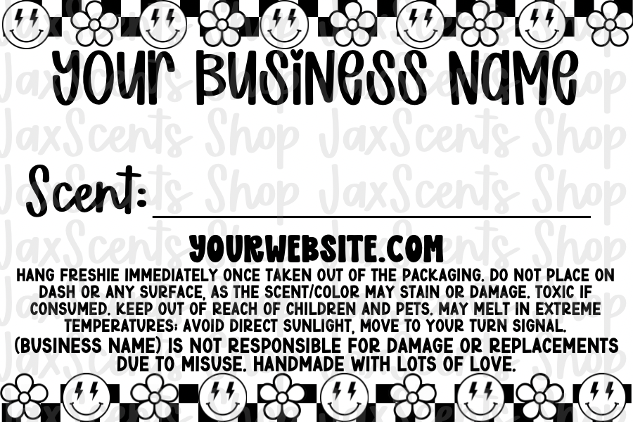 Groovy Checker Print Freshie Scent Labels (3x2)