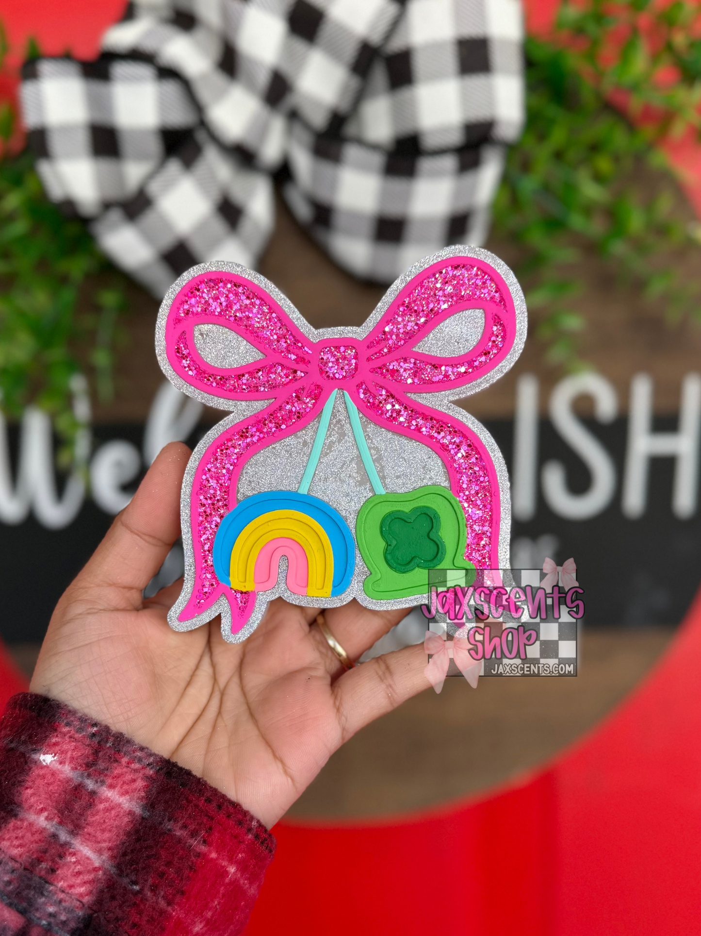 Lucky Marshmallow Cherries w/ Bow Car Freshie