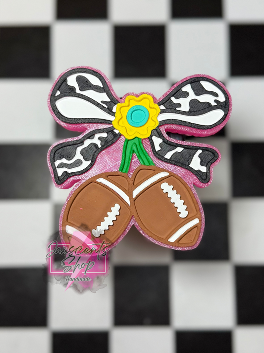 Football Cherries with Cow Print Bow