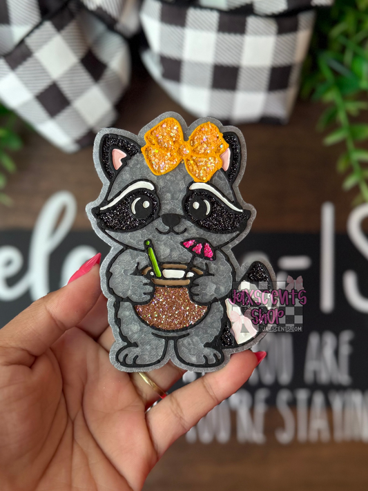 Raccoon Coconut Drink Car Freshie