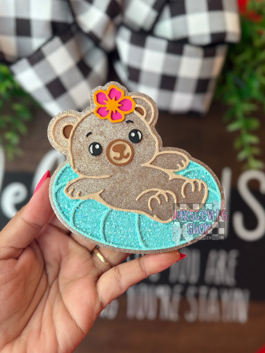 Bear in Floatie Hibiscus Car Freshie
