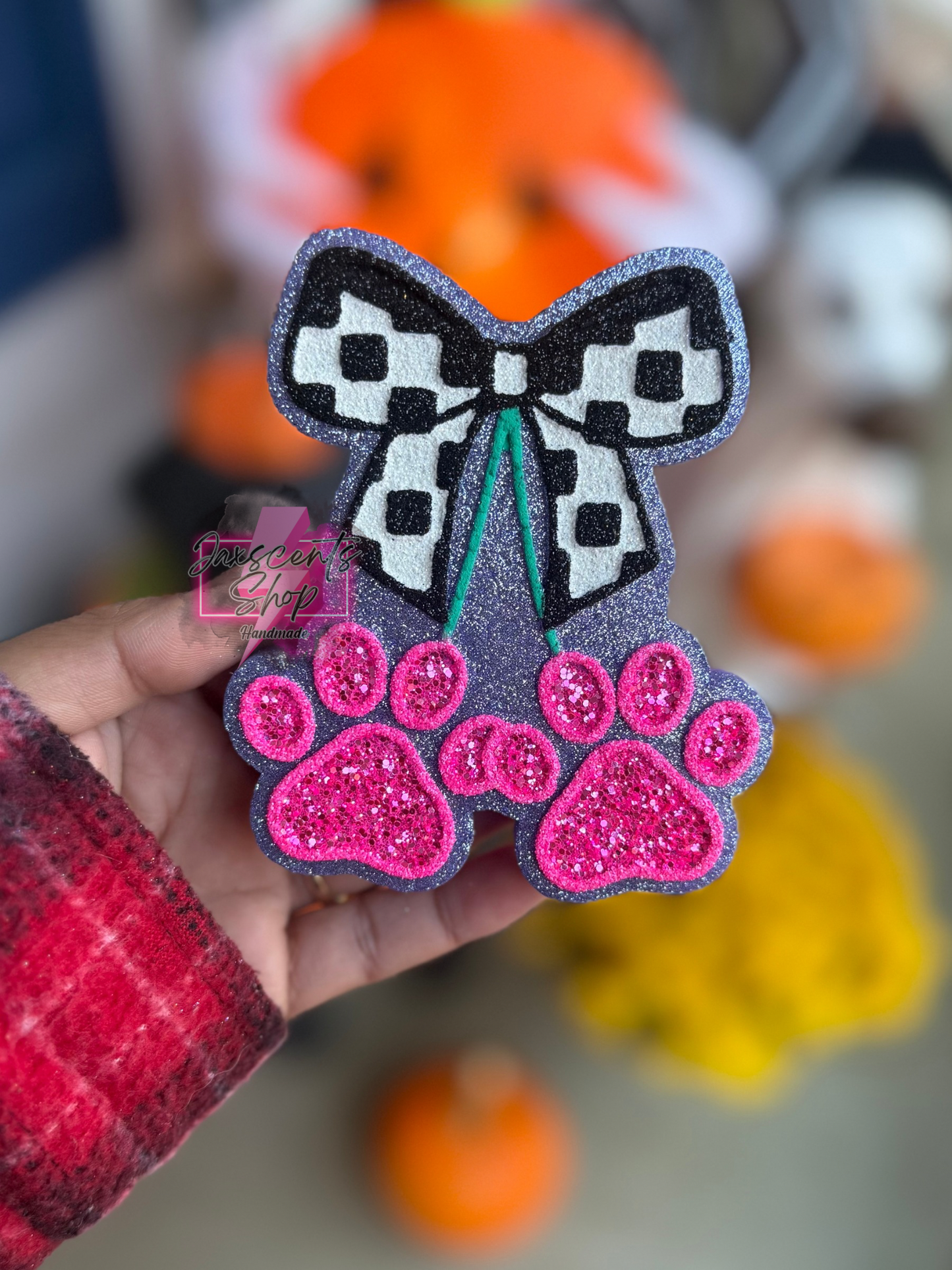 Paw Print Checker Bow
