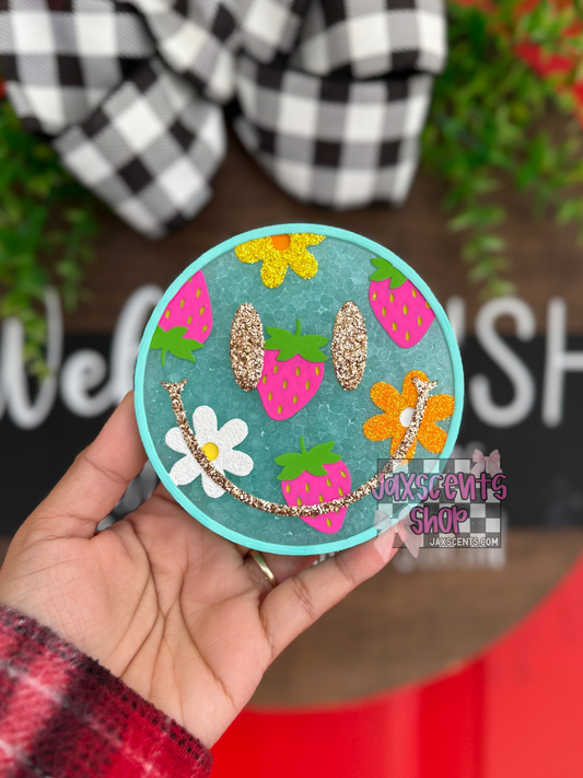 Strawberry Flower Smiley Car Freshie