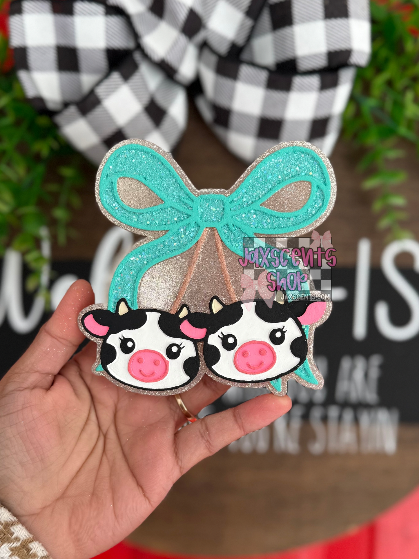 Cow Cherries With Bow Car Freshie