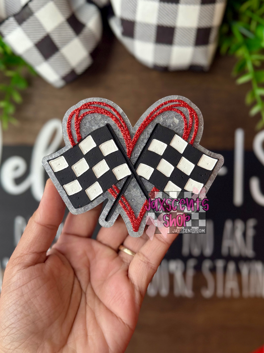 Race Flag Heart Car Freshie