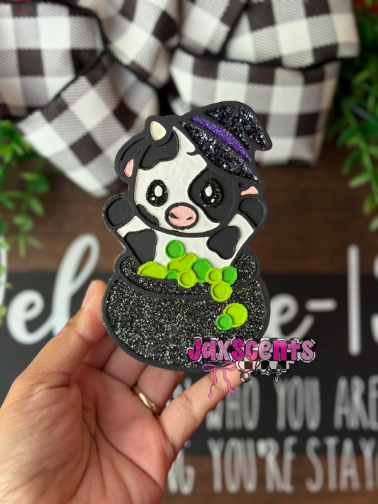 Witch Cow in Cauldron Car Freshie