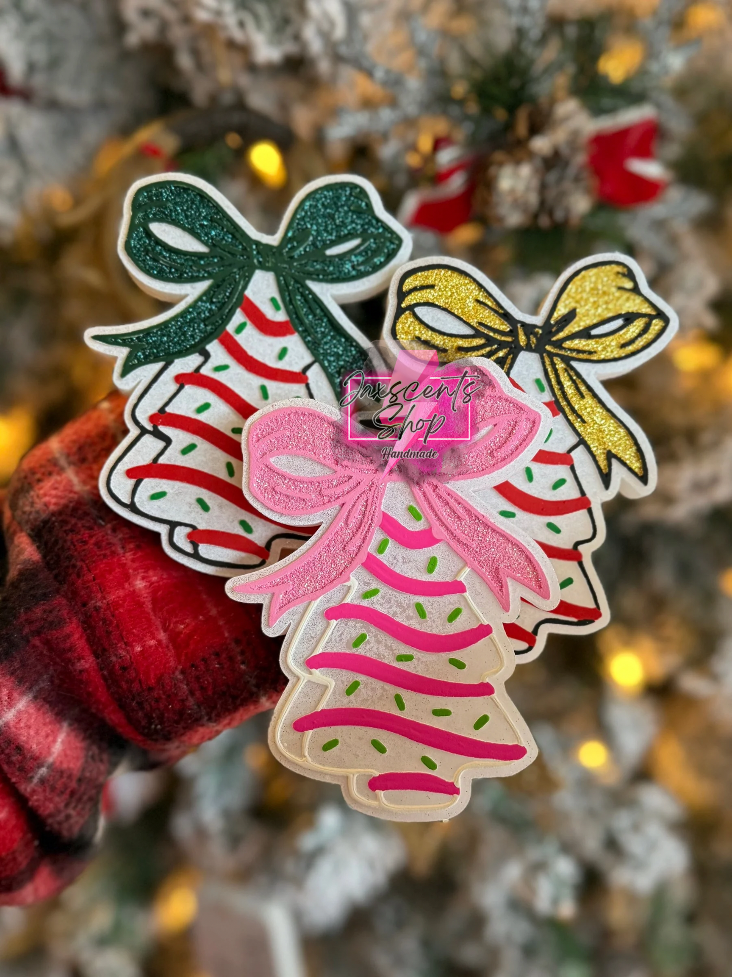 Christmas Snack Cake With Bow Car Freshie