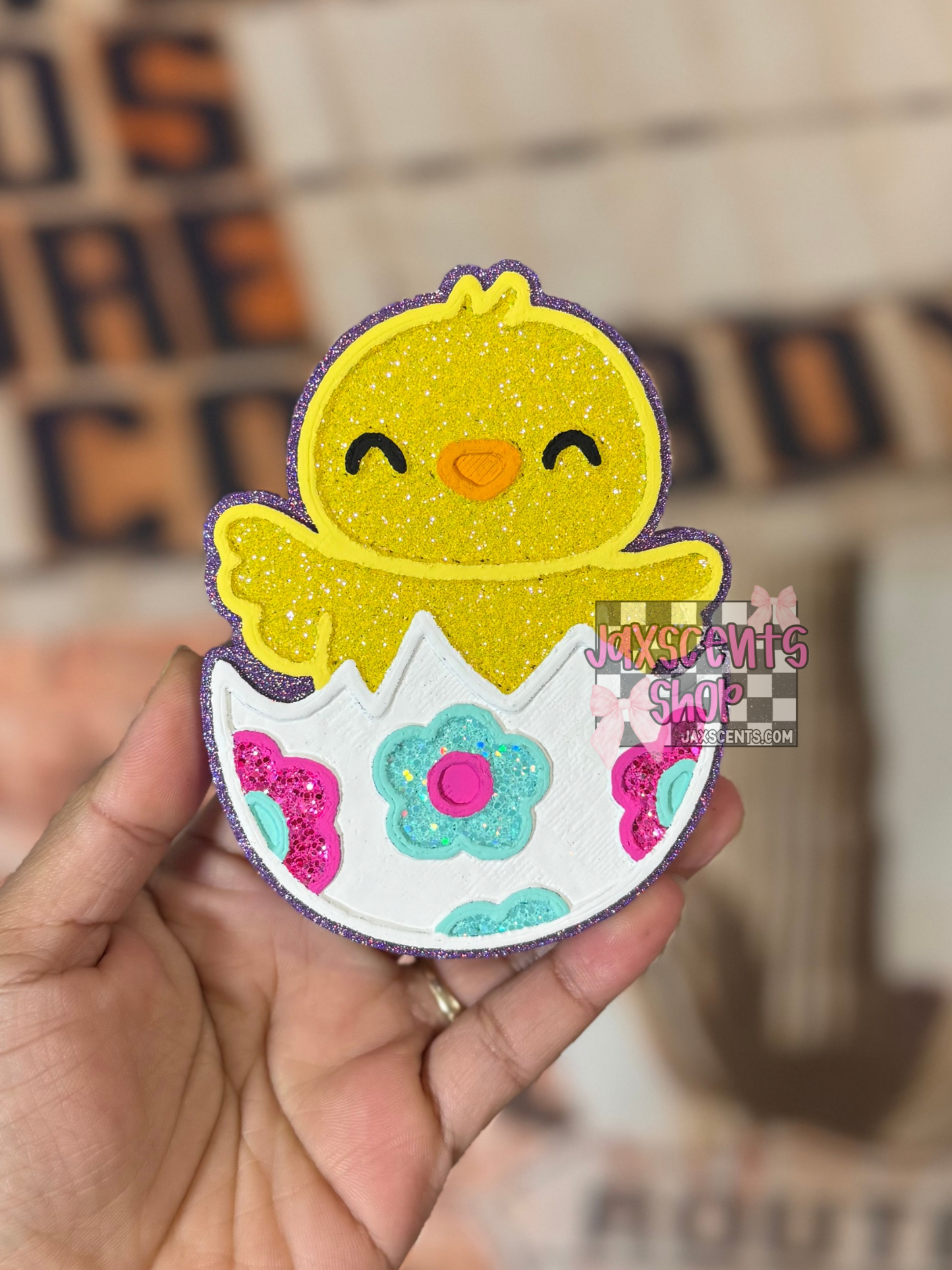 Chick In Floral Egg Car Freshie