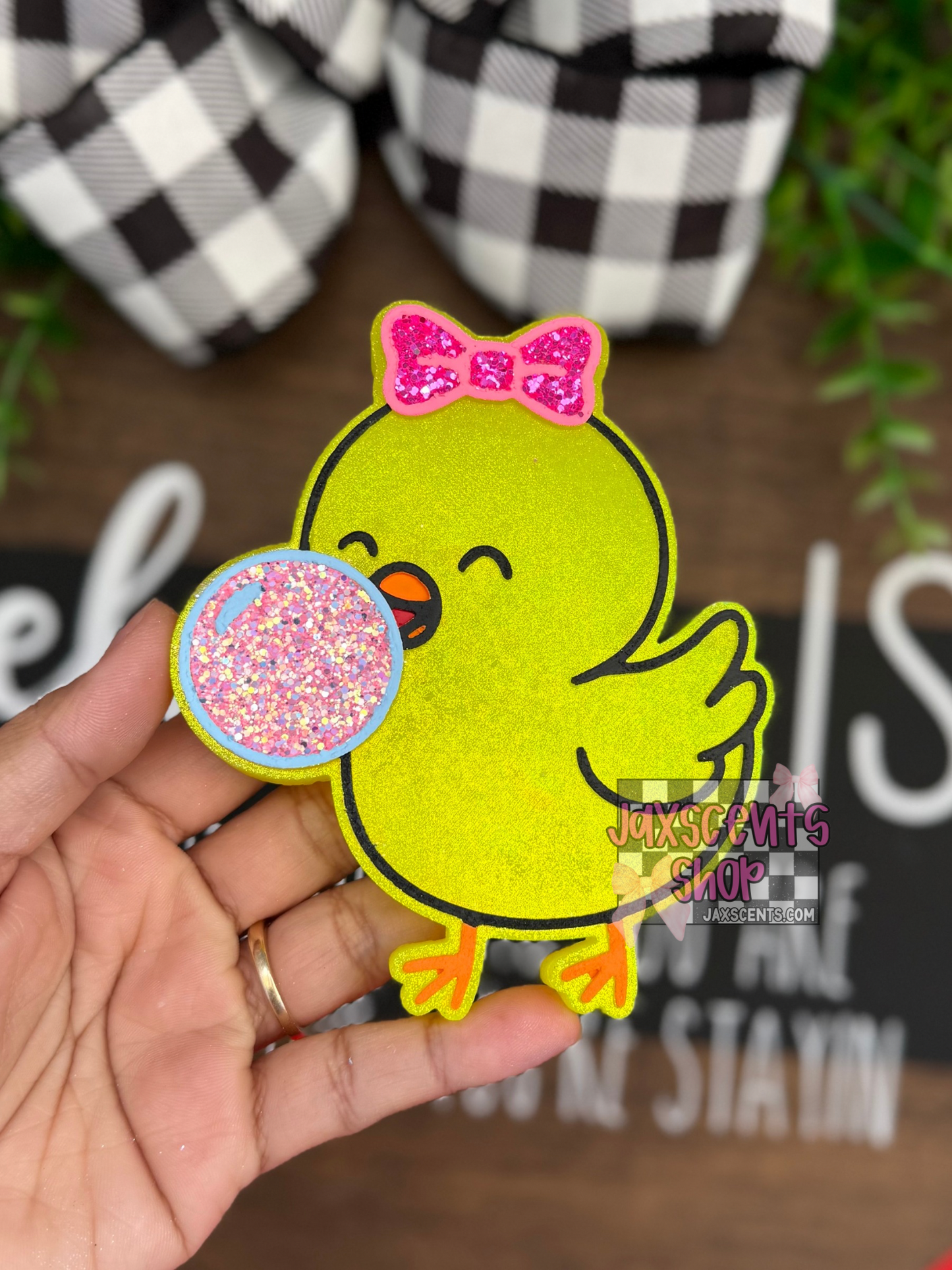 Baby Chick Blowing Bubblegum Car Freshie