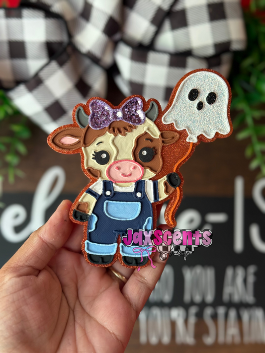 Cow With Ghost Balloon Car Freshie